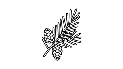Pine Branch Illustration: A simple yet elegant black and white illustration of a pine branch, with two pine cones, evokes feelings of tranquility and simplicity. 