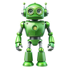 Fototapeta premium Green Robot Illustration on transparent background 