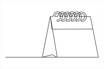 Continuous one line art drawing of calendar. memorable date, countdown, holiday, weekday and weekend design vector illustration concept
