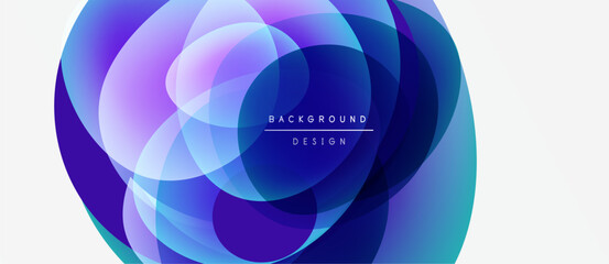 Abstract flowing shapes, vibrant blues, purples create dynamic background. Modern design element, clean aesthetic.