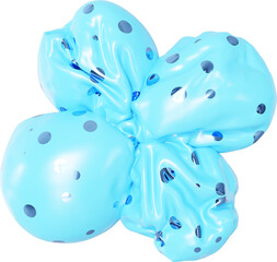 3D Fun blue inflatable abstract balloon shape. Playful creative graphic form isolated clipart. Render of geometric modern y2k illustration