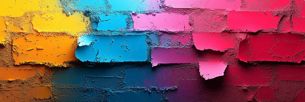Vibrant colors blend on a weathered wall in the city Generative AI - Powered by Adobe
