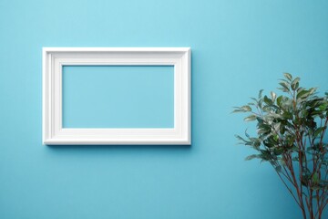 White Frame on Blue Wall