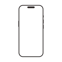 Minimalist Smartphone Outline or Wireframe Mockup (Dynamic Island Style) for App Interface UI/UX Sketch, Web Design, and Iconography.