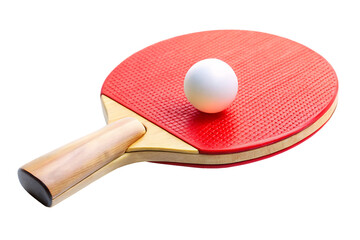ping pong racket and ball isolated on white background ,PNG. AI Generated