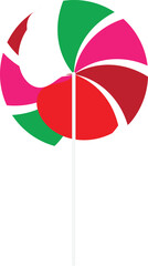 Colorful spiral lollipop candy on stick, sweet treat confection Vector