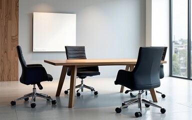 Modern office meeting room table and chairs. High quality