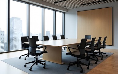 Modern office meeting room table and chairs. High quality