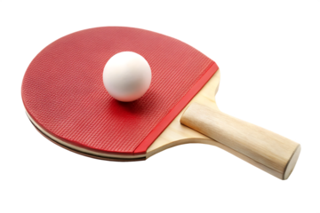 ping pong racket and ball isolated on white background ,PNG. AI Generated