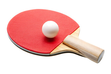 ping pong racket and ball isolated on white background ,PNG. AI Generated