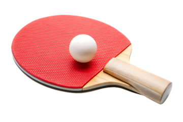 ping pong racket and ball isolated on white background ,PNG. AI Generated