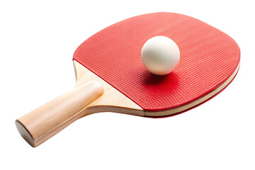 ping pong racket and ball isolated on white background ,PNG. AI Generated