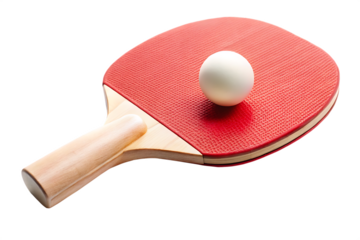 ping pong racket and ball isolated on white background ,PNG. AI Generated