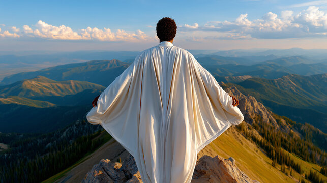 Wingsuit Flyer Soaring Above Pine-Covered Mountain Ridge at Golden Hour

