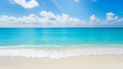 Fototapeta premium Bright Turquoise Ocean Waves Rolling onto a White Sand Beach
