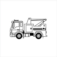 Fototapeta premium Tow truck illustration, minimalistic design, monochrome, vector graphics. Logistics and delivery concept. 