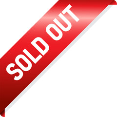 Sold Out sign label design. Corner Sold Out Ribbon Banner Vector Illustration. Red sold label corner.