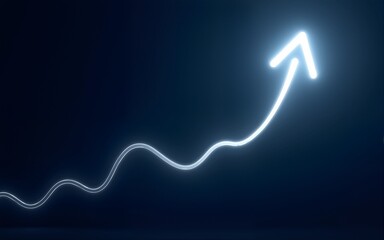 light up arrow dark blue background business growth competition concept. High quality