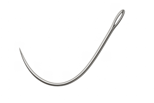 Curved surgical suture needle with transparent background - Powered by Adobe