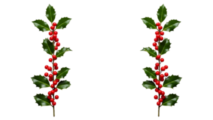 Holly Sprigs: Two vibrant holly sprigs with glossy green leaves and bright red berries. These sprigs symbolize the joy and anticipation of the festive season.