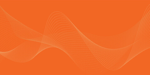 Abstract orange background with flowing wave lines. Glowing wavy lines. Shiny colorful moving lines design element. Modern dynamic wave pattern. Suit for website, poster, brochure, banner, flyer