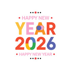 Colorful Happy New Year 2026 Typography Design