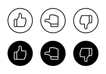 Set of Thumbs Up, Thumbs Down, and Thumb Sideways Icons Keywords: thumbs up, thumbs down, thumb sideways, like, dislike, neutral, opinion, vote, rating, feedback, icon, symbol, interface
