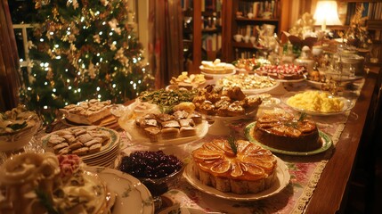 Christmas, Christmas trees, and all kinds of delicious food.