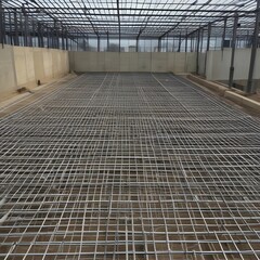 metal grid in the construction site