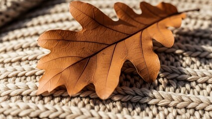Fall Oak Leaf on Knit Fabric