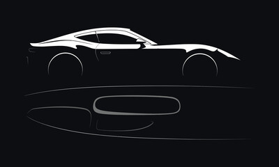 Sports Car Auto Silhouette &ndash; Vector Illustration of Garage Showroom Vehicles for Automotive Dealership, Racing Concepts, and Modern Car Design Backgrounds