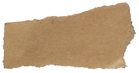 Ripped brown craft paper torn piece on transparent background