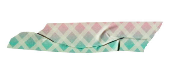 Ripped torn paper adhesive colorful grid pattern masking tape on transparent background, washi tape design element