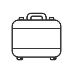 Outline luggage travel icon isolated flat style design.