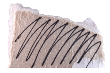 Close-up of torn white paper with diagonal black marker lines, creating a bold textured graphic element. High-detail fibers and rough edges make it useful for posters, illustrations, collages