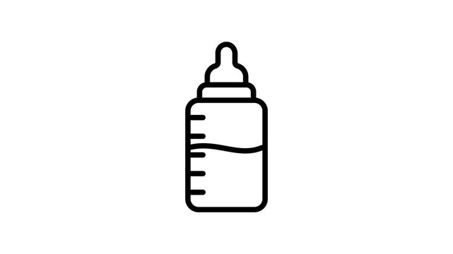 A baby feeder animated icon representing a bottle designed for feeding infants and toddlers.