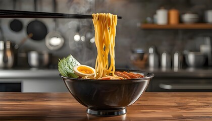 Premium Ramen Bowl &mdash; Studio Kitchen Set Commercial Food Photography