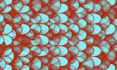 Seamless Geometric Scale Pattern Abstract Repeating Fish or Mermaid Scales Modern Textured Red and Teal Backdrop