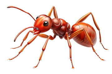 red ant line isolated on white background ,PNG. AI Generated