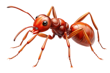 red ant line isolated on white background ,PNG. AI Generated