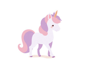 Cute cartoon illustration of a pink horse or pony with a flower vector art