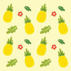 Pineapple fruit seamless pattern background design template
