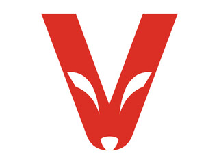 Stylized V Fox Icon with Minimalist Geometric Form
