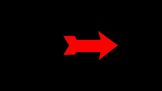 Solid red geometric next button symbol animation for UI tutorials presentations modern navigation element motion graphics loop asset