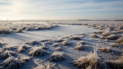 Winter Marsh with Thin Frost Layer