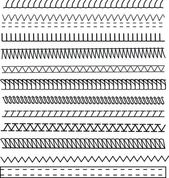 Vector Stitch Line Pack | Sewing, Embroidery & Seam Pattern Collection
