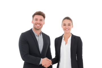 smiling business partners handshake, isolated on transparent background
