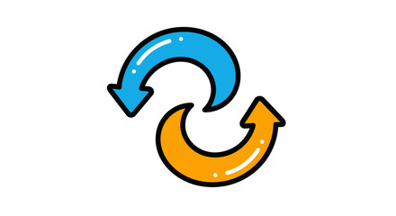 Naklejka premium Abstract Colorful Arrows Symbolizing Renewal, Cycle, Transformation, and Rotation in Digital World