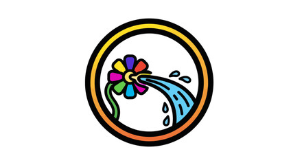 Fototapeta premium Abstract Floral Icon Depicting Water Sprout From the Creative and Colorful Bloom