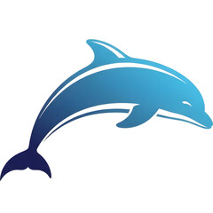Fototapeta premium Minimal dolphin icon, smooth flowing lines, ocean-blue tones, clean vector style